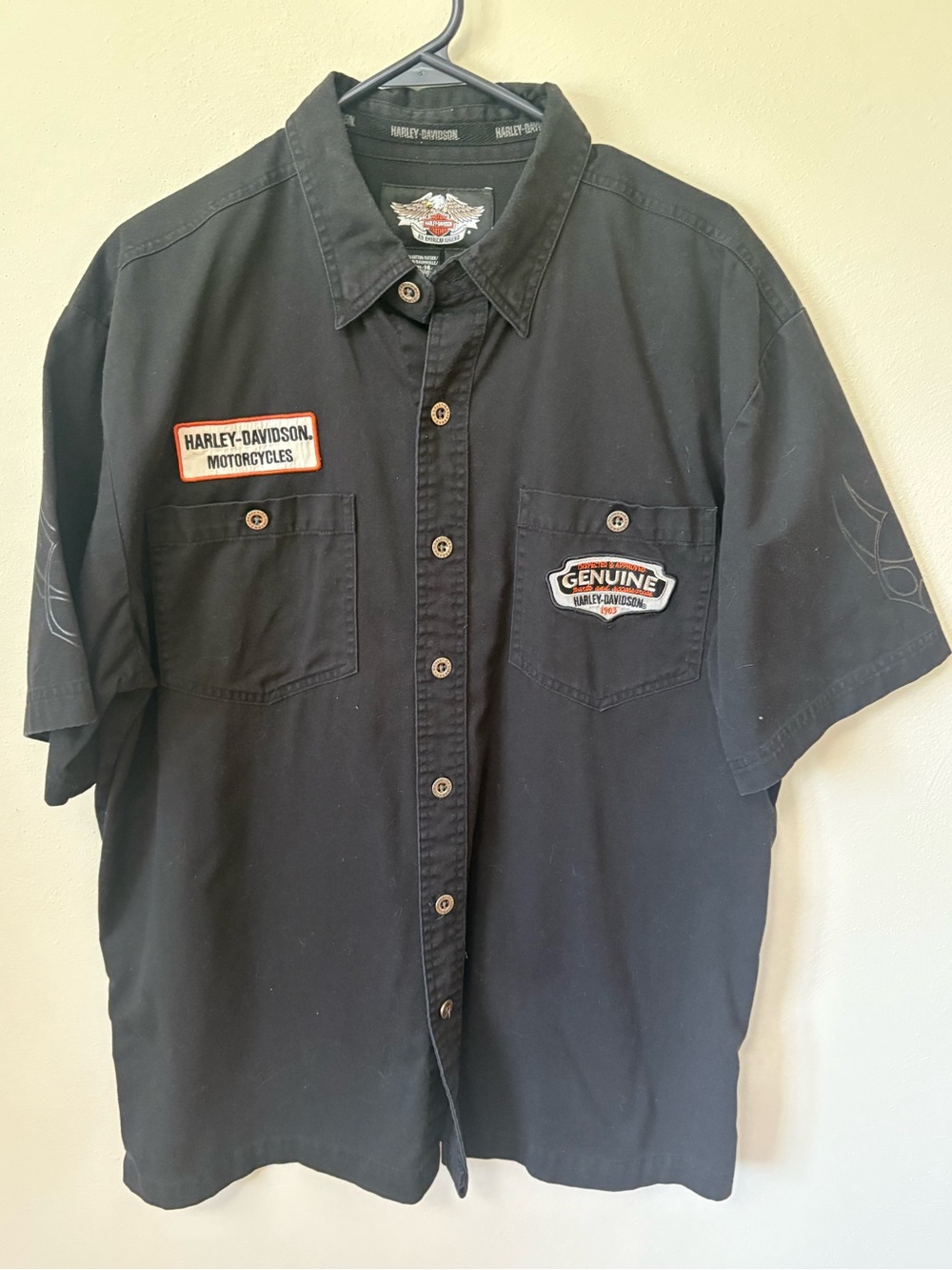 Harley Davidson Embroidered and Patch Button Down L